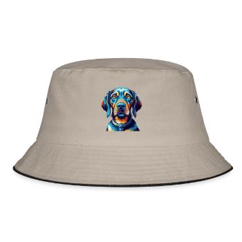 Plott Hound Hund Rasse Bunte Karikatur Kawaii - Bucket Hat - Khaki/Schwarz - Vorne