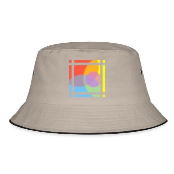 Geometrische Farbenspiele  - Bucket Hat - Khaki/Schwarz - Vorne