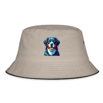 Entlebucher Sennenhund Rasse Cartoon Kawaii - Bucket Hat - Khaki/Schwarz - Vorne