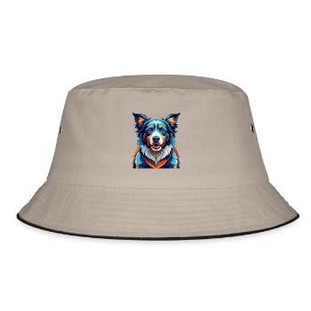 Picardy Sheepdog Breed Colorful Cartoon Kawaii - Bucket Hat - khaki/black - Front