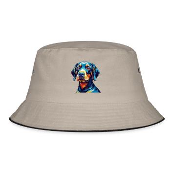 Plott Hound Hund Rasse Bunte Karikatur Kawaii - Bucket Hat - Khaki/Schwarz - Vorne