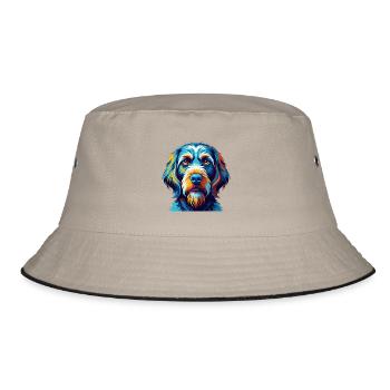 Spinone Italiano Hunderasse Bunte Karikatur Kawaii - Bucket Hat - Khaki/Schwarz - Vorne