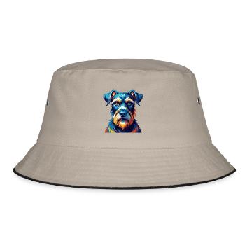 Standard Schnauzer Hunderasse Cartoon Kawaii - Bucket Hat - Khaki/Schwarz - Vorne