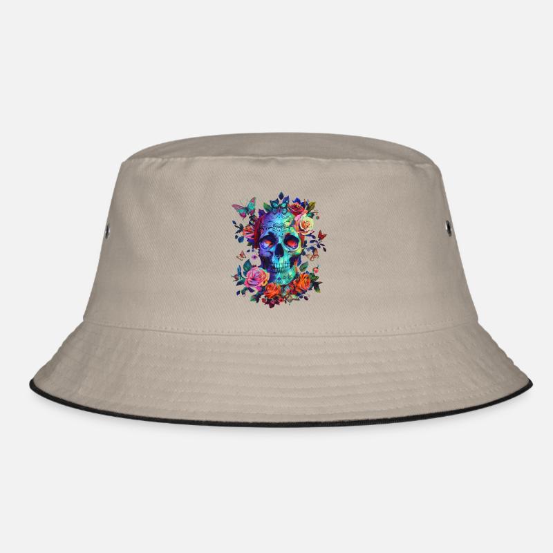 Crâne avec fleurs et papillon Bob