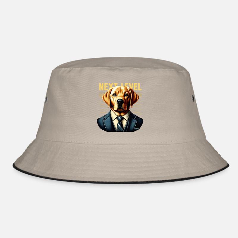 Dudley Labrador Anzug Next Level Hund Geschenk - Bucket Hat - Khaki/Schwarz