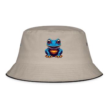 grenouille coloré kawaii personnage de dessin animé clipart - Bob - kaki/noir - Devant