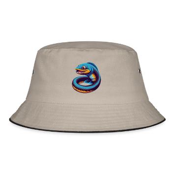 Eel Colorful Kawaii Cartoon Character Clipart - Bucket Hat - khaki/black - Front