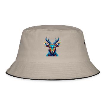 Impala Bunte Kawaii Cartoon Figur Clipart - Bucket Hat - Khaki/Schwarz - Vorne