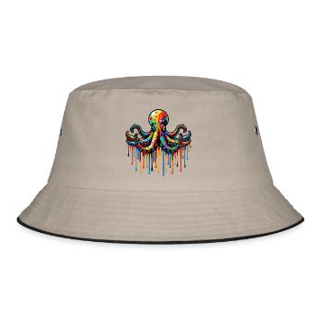 Oktopus - Bucket Hat - Khaki/Schwarz - Vorne