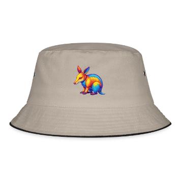 Aardvark Colorful Kawaii Cartoon Character Clipart - Bucket Hat - khaki/black - Front