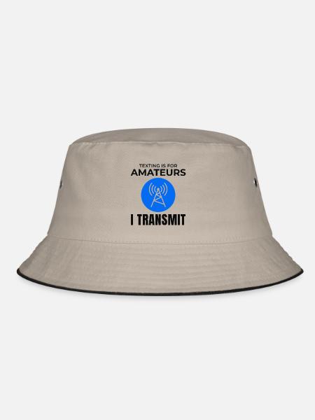 Amateur Ham Radio Operator Radio Waves Frequency - Bucket Hat - khaki/black - Front