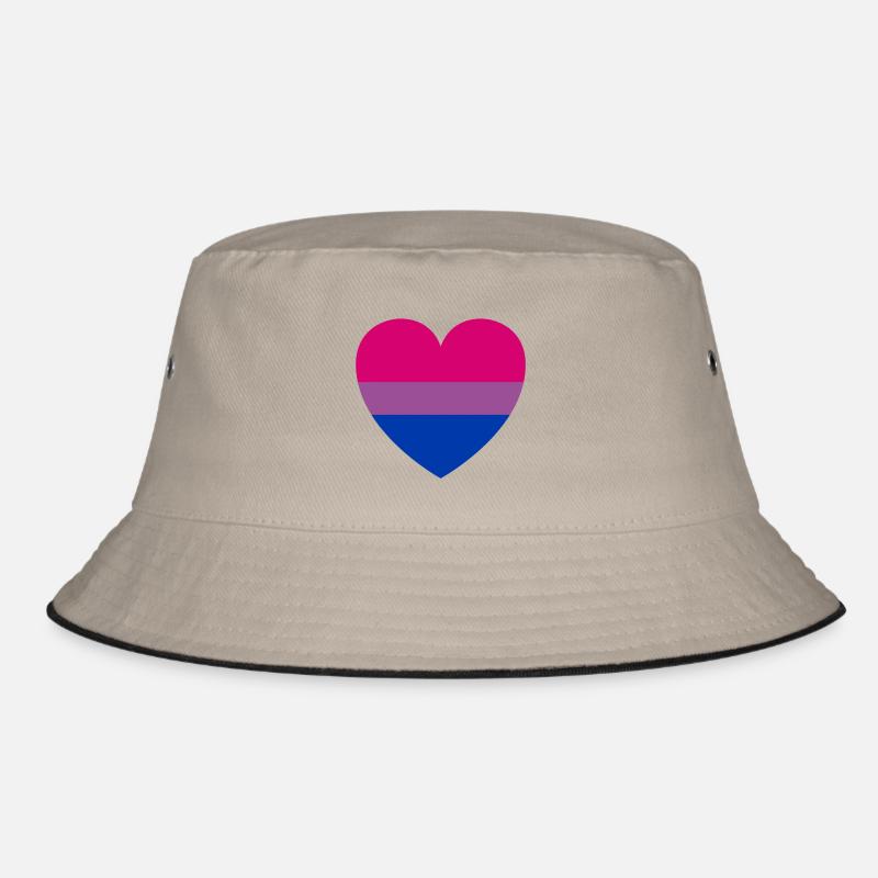 Bisexual pride flag heart shape, bi pride Bucket Hat