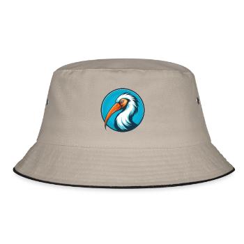 Ibis Cute Kawaii Cartoon Clipart Animal Pet Logo - Bucket Hat - khaki/black - Front