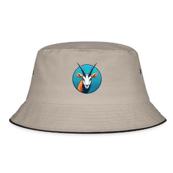Oryx Niedliche Kawaii Cartoon Clipart Tier Haustier Logo - Bucket Hat - Khaki/Schwarz - Vorne
