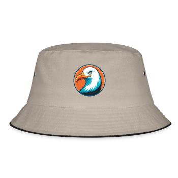 Seagull Cute Funny Kawaii Cartoon Animal Pet Logo - Bucket Hat - khaki/black - Front