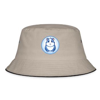 Meerschweinchen Blau Kawaii Cartoon Figur Clipart - Bucket Hat - Khaki/Schwarz - Vorne