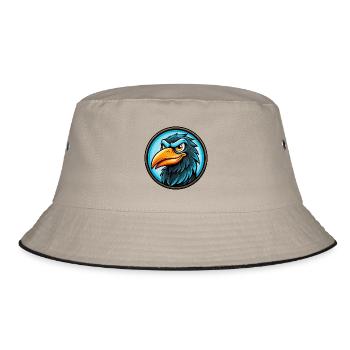Krähe Bunt Kawaii Cartoon Figur Clipart Haustier - Bucket Hat - Khaki/Schwarz - Vorne