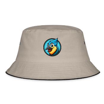 Jay Bird Bunte Kawaii Cartoon Figur Clipart - Bucket Hat - Khaki/Schwarz - Vorne