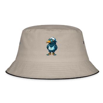 Krähe Coole Zeichentrickfigur Kawaii Clipart - Bucket Hat - Khaki/Schwarz - Vorne
