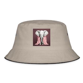 Elephant with pink blanket - Bucket Hat - khaki/black - Front