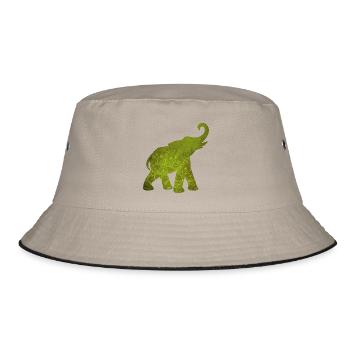 Yoga Green Elephant Pattern Mediatation India om - Bucket Hat - khaki/black - Front