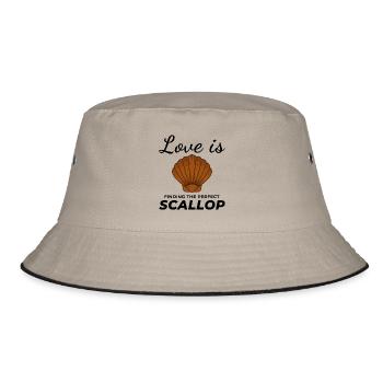 Scallop Seashells Collector Beachcomber Shellfish - Bucket Hat - khaki/black - Front