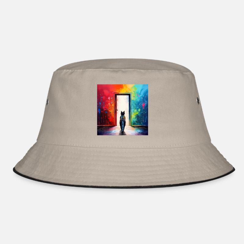 Eine Katze vor einer Tür aus Glas Bucket Hat