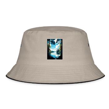Wald Von Dean Anob Vintage Reise Poster Souvenir - Bucket Hat - Khaki/Schwarz - Vorne