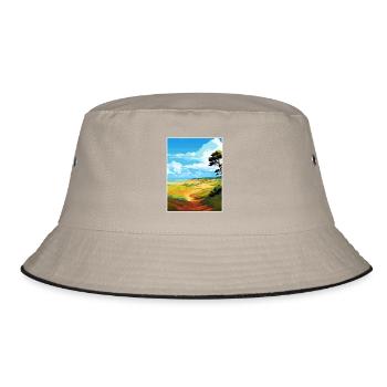 Suffolk Coast Heaths Travel Poster Souvenir WPA - Bucket Hat - khaki/black - Front