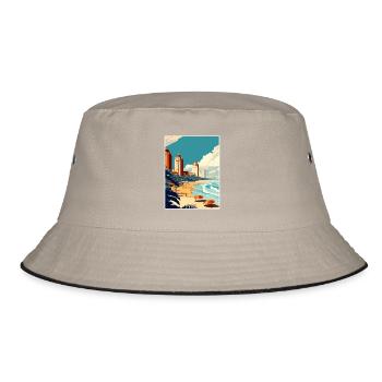 Durban South Africa Vintage Travel Poster Souvenir - Bucket Hat - khaki/black - Front
