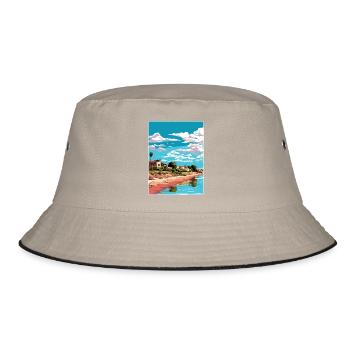 Rawson Argentina Travel Poster Souvenir Paint WPA - Bucket Hat - khaki/black - Front