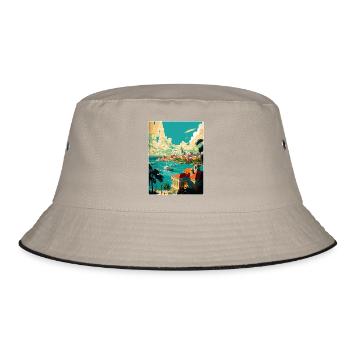 Nassau Caribbean Travel Poster Souvenir Paint WPA - Bucket Hat - khaki/black - Front