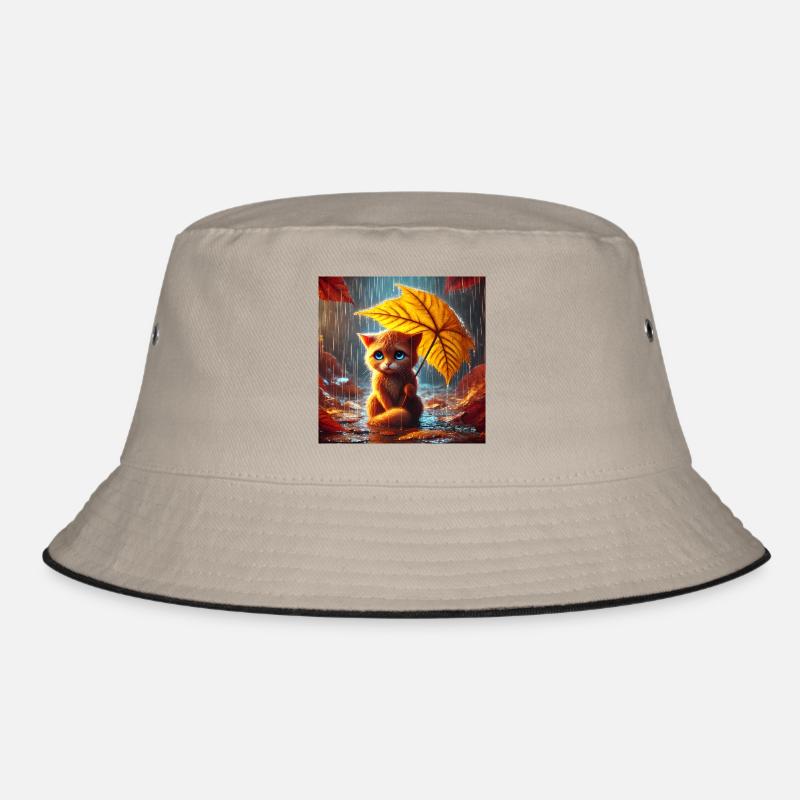 Traurige Katze im Regen im Herbst Bucket Hat
