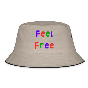 FREE. FREE. HAPPY. FREE. FREEDOM. WELFARE. ZEN. - Bucket Hat - khaki/black - Front