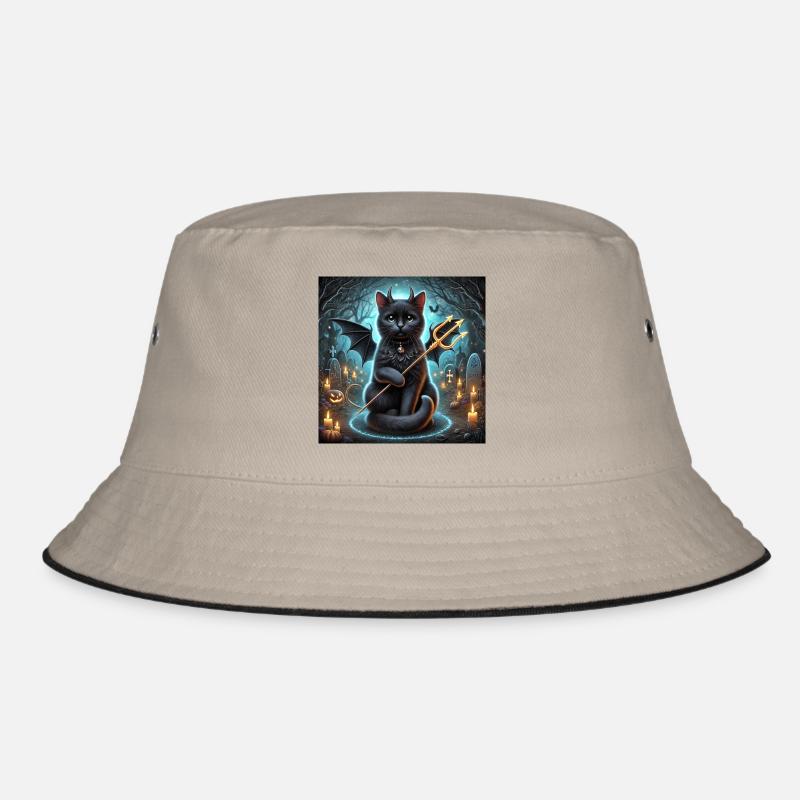 Evil Winged Black Cat halloween Bucket Hat