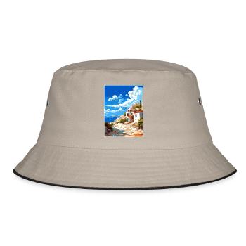 Mani Halbinsel Griechenland Reiseposter Souvenir WPA - Bucket Hat - Khaki/Schwarz - Vorne