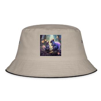 A couple of cute squirrels all in lavender - Bucket Hat - khaki/black - Front