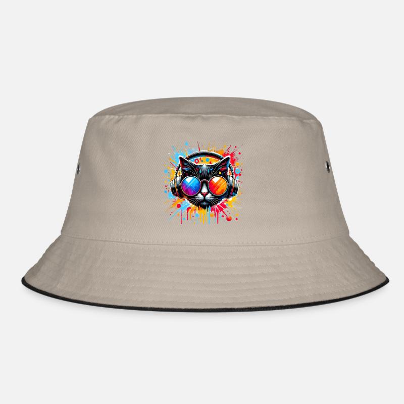 DJ Cat - Disco & Party Cat - mit Farbklecksen Bucket Hat