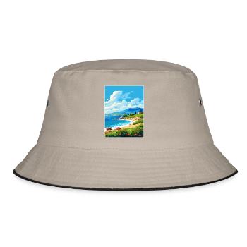 Mani Halbinsel Griechenland Reiseposter Souvenir WPA - Bucket Hat - Khaki/Schwarz - Vorne
