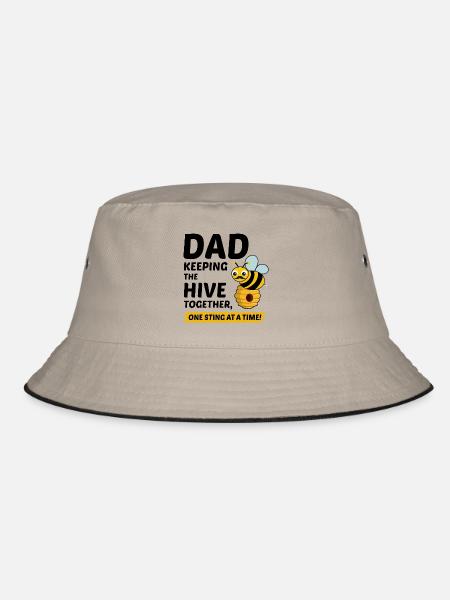 Honeybee Dad Beekeeper Beekeeping Insect Collector - Bucket Hat - khaki/black - Front
