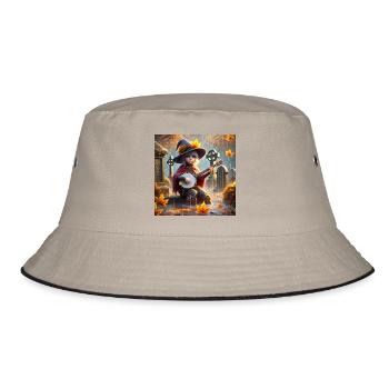 Die blauäugige Hexe und ihr magisches Banjo - Bucket Hat - Khaki/Schwarz - Vorne