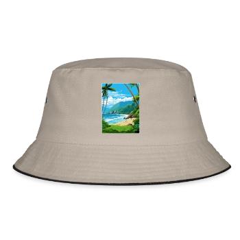 American Samoa National Park Travel Poster Card - Bucket Hat - khaki/black - Front