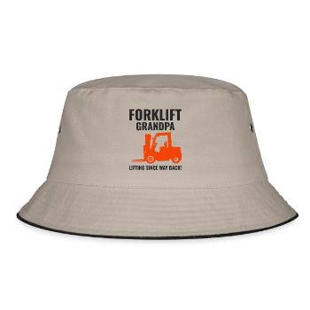 Forklift Grandpa Heavy Equipment Driver Funny - Bucket Hat - khaki/black - Front