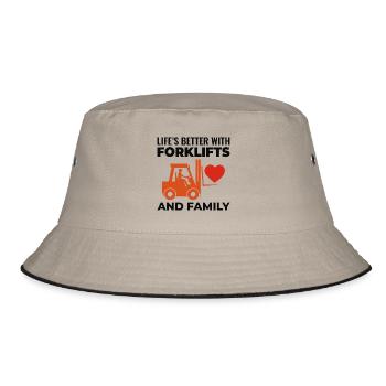 Forklift Operator Heavy Equipment Driver Family - Bucket Hat - khaki/black - Front