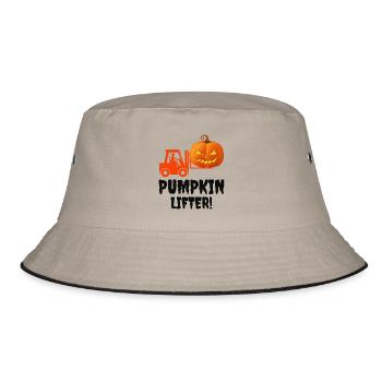 Halloween Forklift Operator Pumpkin Lifter - Bucket Hat - khaki/black - Front