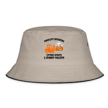 Halloween Ghost Forklift Operator Pumpkin Lifter - Bucket Hat - khaki/black - Front