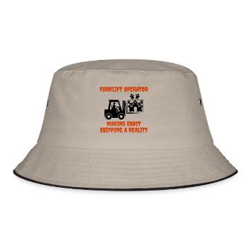 Halloween Ghosts Forklift Operator Heavy Equipment - Bucket Hat - khaki/black - Front