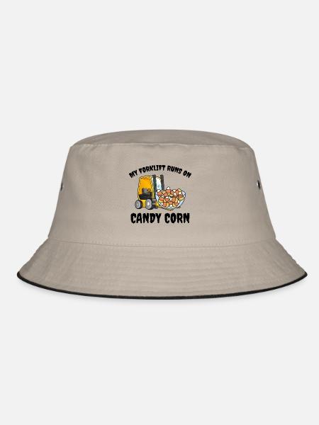 Halloween Forklift Operator Candy Corn - Bucket Hat - khaki/black - Front