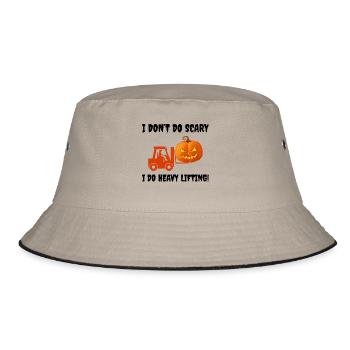 Halloween themed Forklift Operator Pumpkin Funny - Bucket Hat - khaki/black - Front
