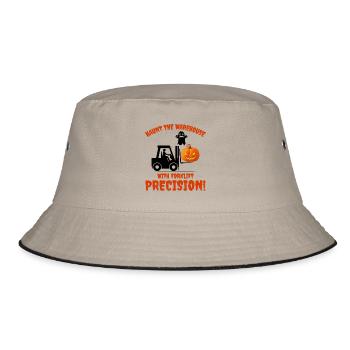 Halloween Ghost Forklift Operator Pumpkin Funny - Bucket Hat - khaki/black - Front